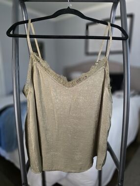 Cotton On Lace-Trim Satin Cami Top in Champagne Gold